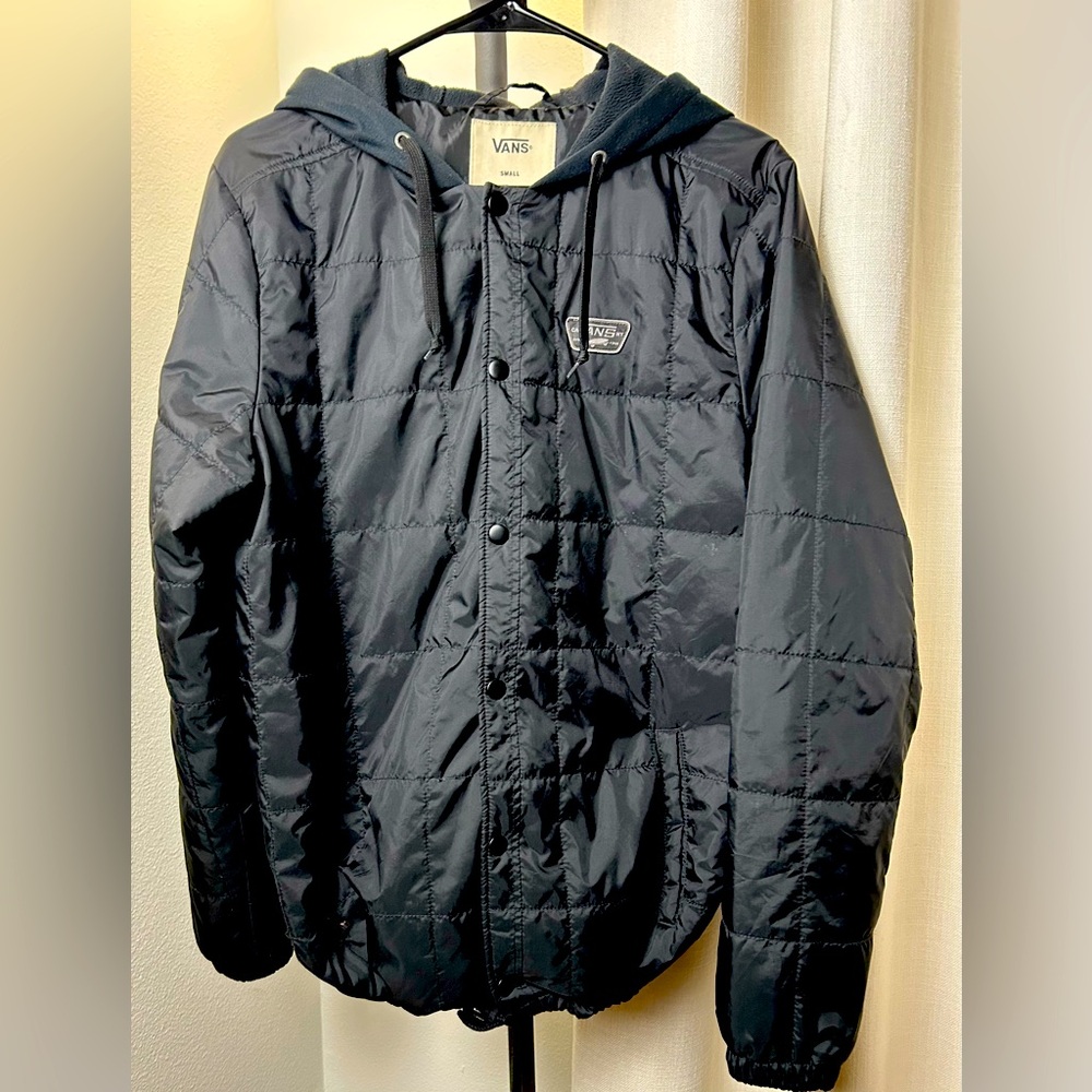 Vans Santiago quilted jacket with hoodie black Men’s size SMALL